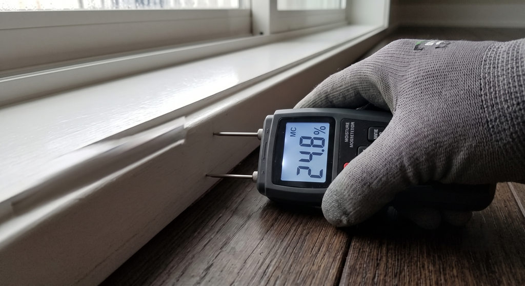 Testing wood floor moisture levels